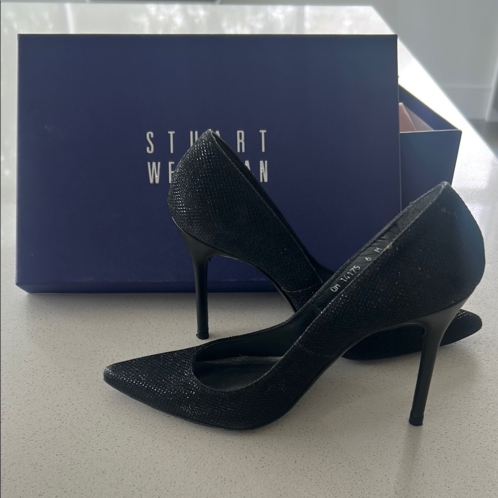 Stuart Weitzman Glitter Black Heels
